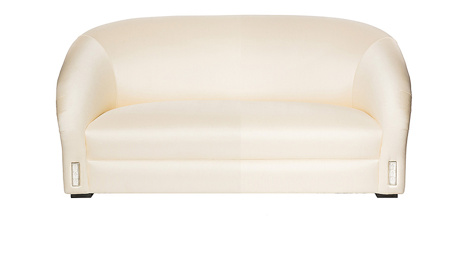 Raisins classic sofa in numbered edition, clear crystal and ivory silk, small size - Lalique